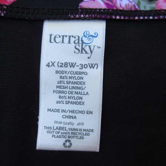 Terra and Sky Swim Bottoms Women's Plus Size 4X 28W 30W Floral Mid Rise Swimwear - Picture 9 of 16